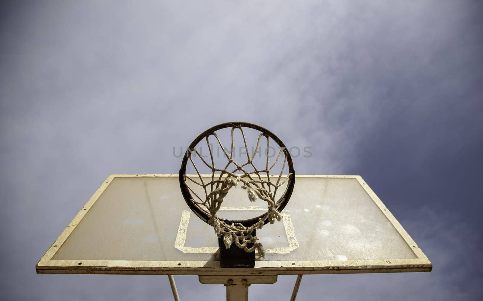 Detail of basketball court on the street, sport and competition