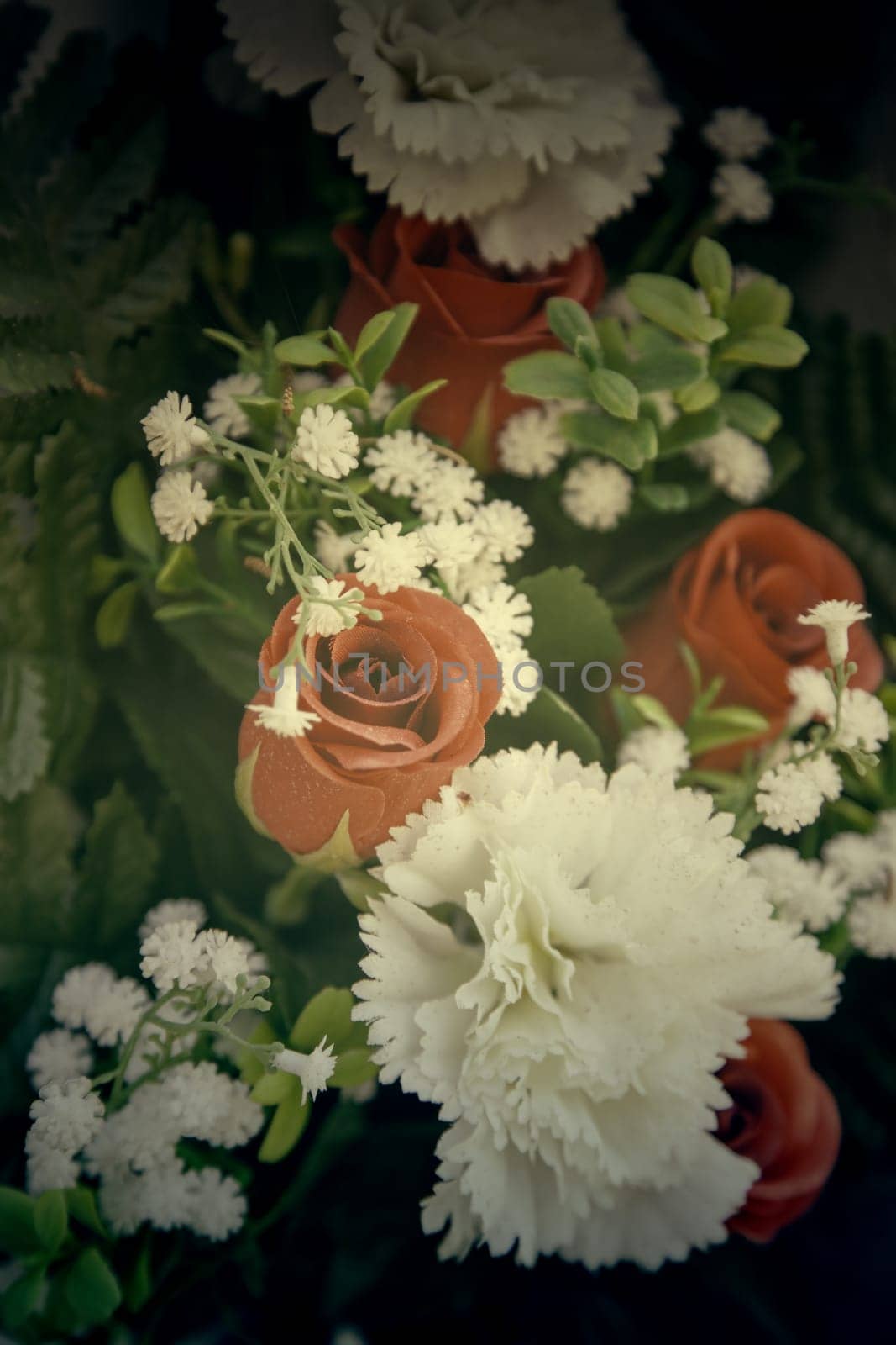 Detail of old bouquet of flowers, romantic gift
