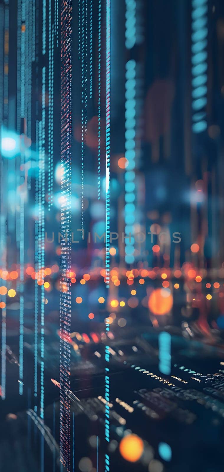Dynamic Finance Flow, Double Exposure of Data and Technology background. Neural network generated image. Not based on any actual scene or pattern.