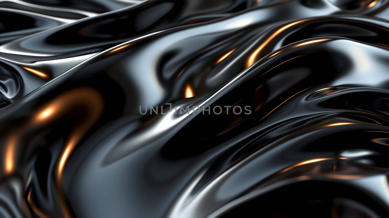 shiny black glassy waves background and wallpaper. Neural network generated in January 2024. Not based on any actual scene or pattern.