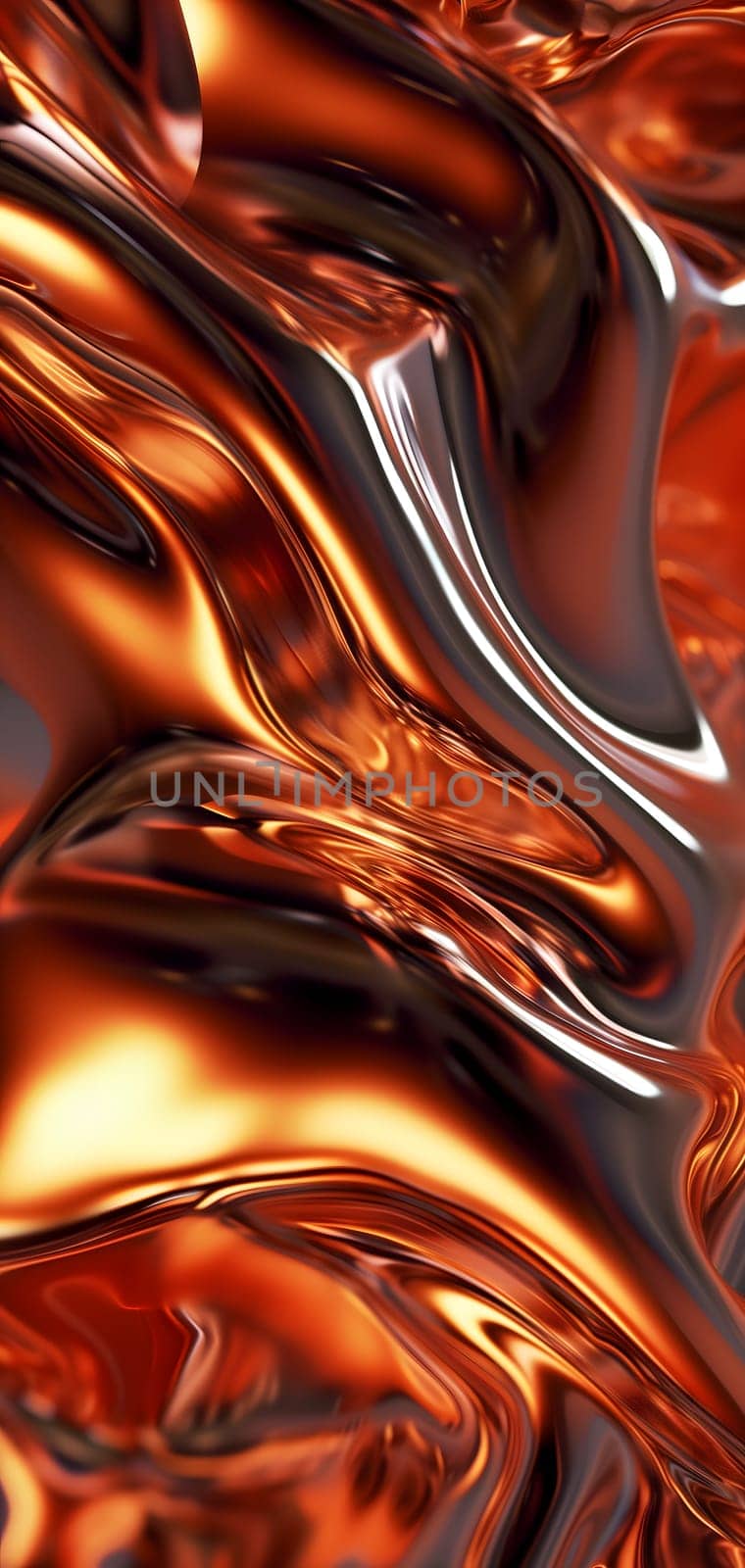 Shiny golden metal waves background and wallpaper. Neural network generated in January 2024. Not based on any actual scene or pattern.