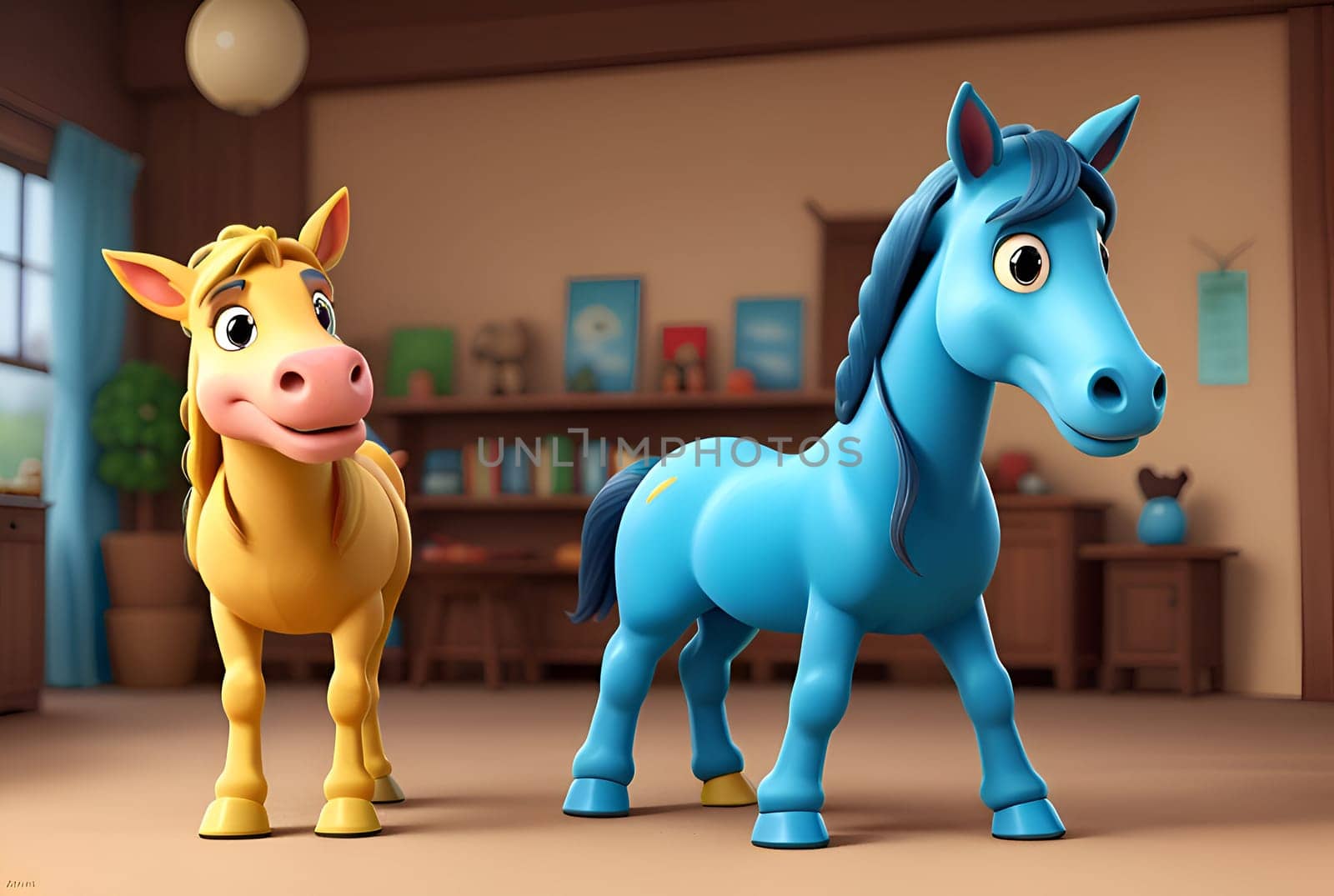 Cute funny horses characters cartoon