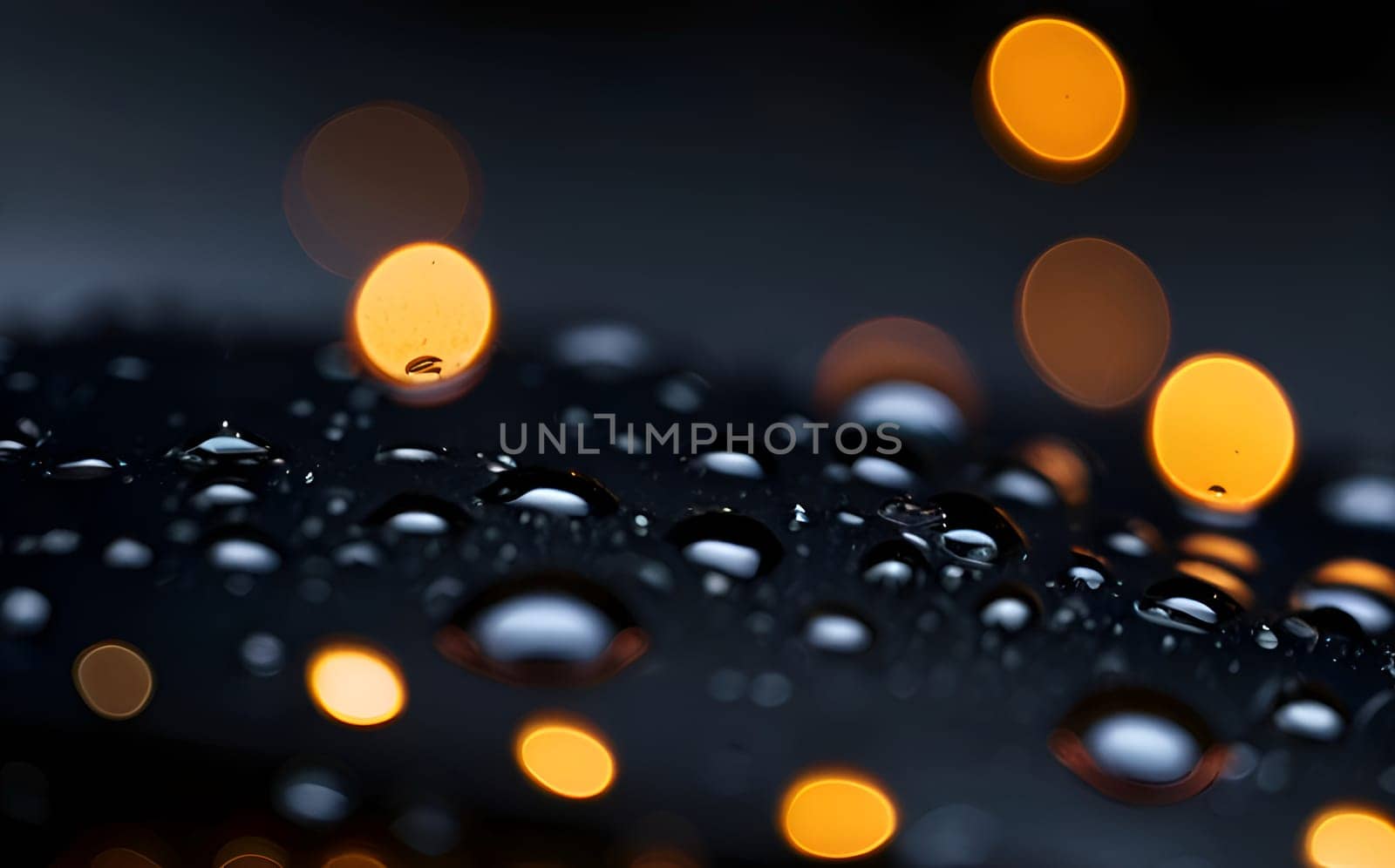 Ran drops closeup in night