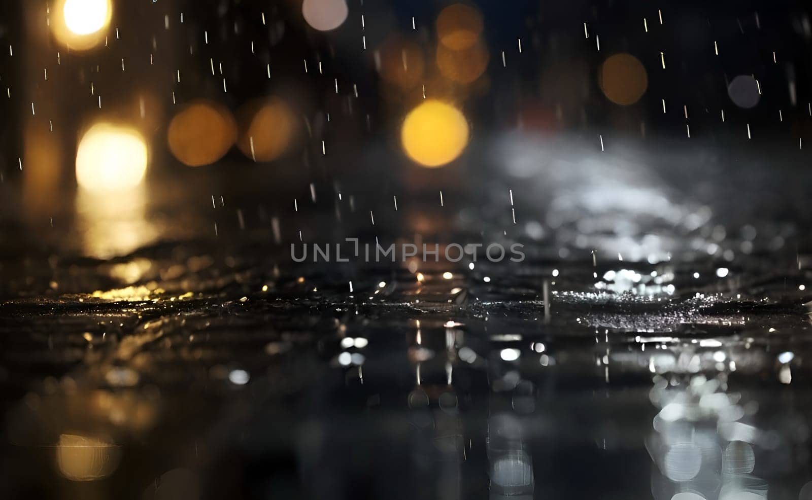 Ran drops closeup in night