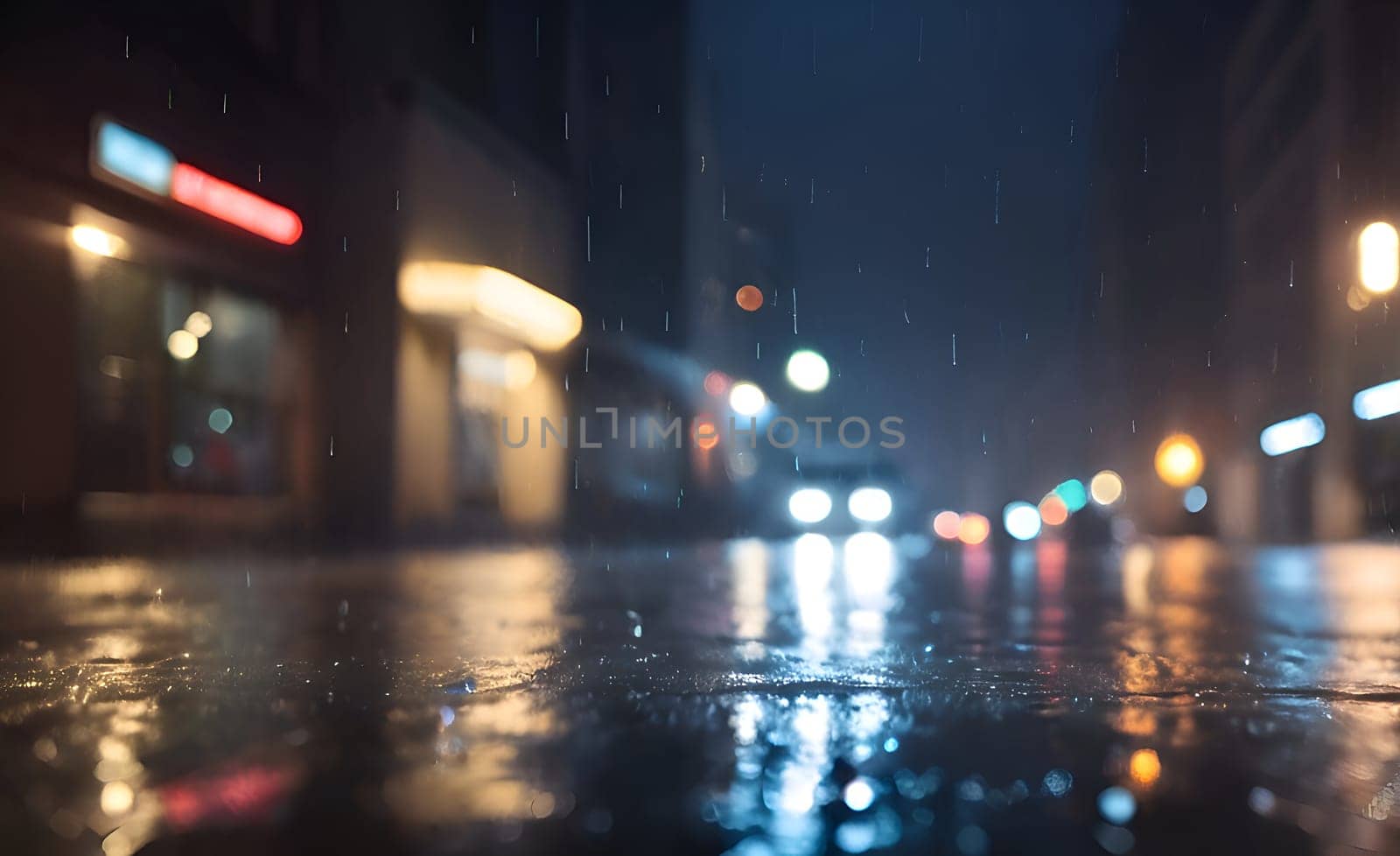 Ran drops closeup in night