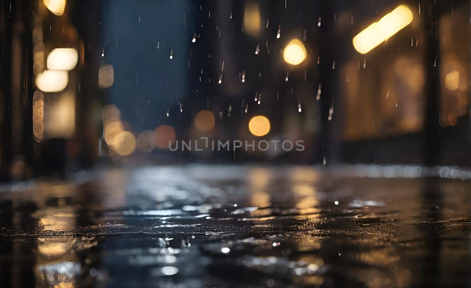 Ran drops closeup in night