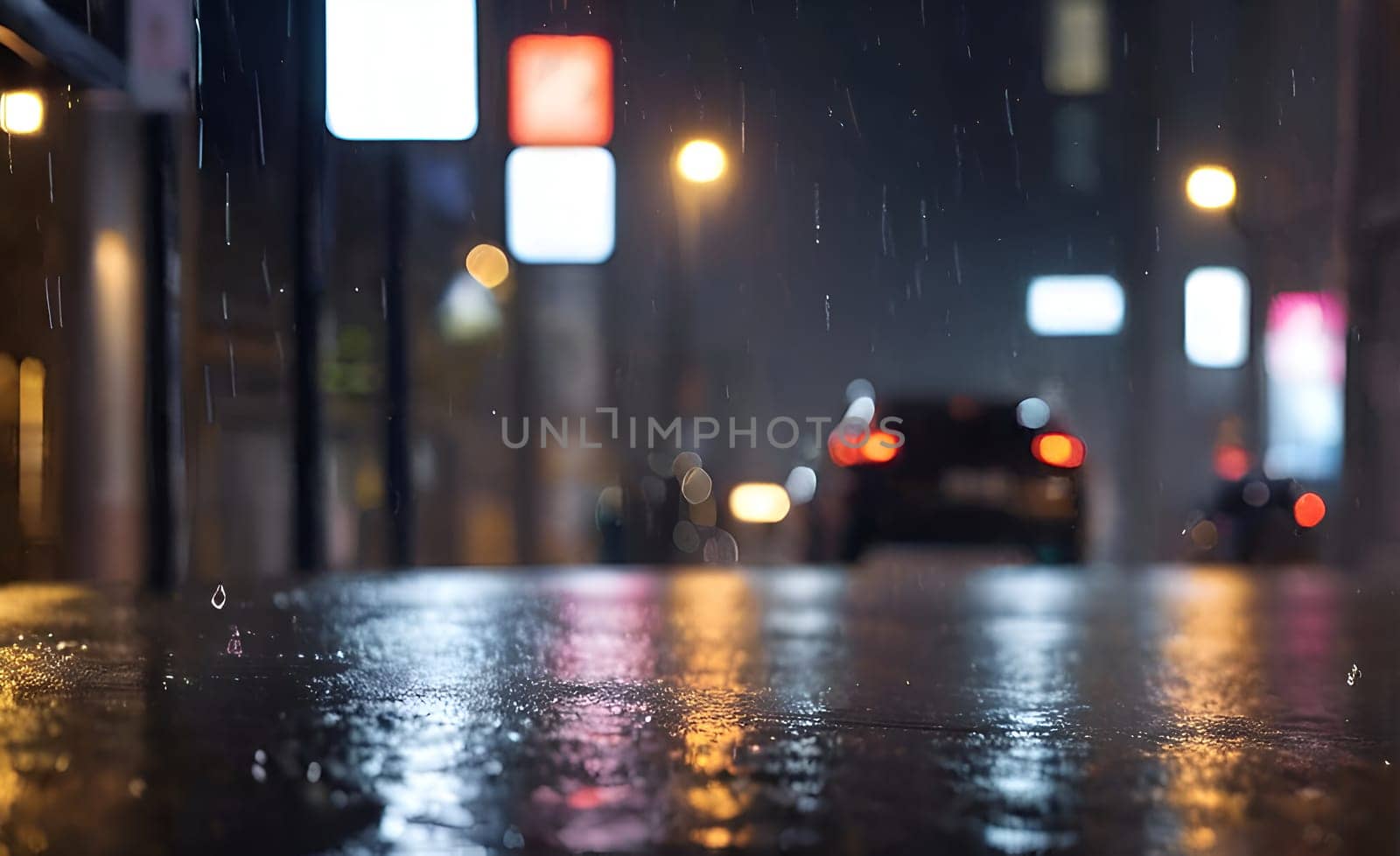 Ran drops closeup in night