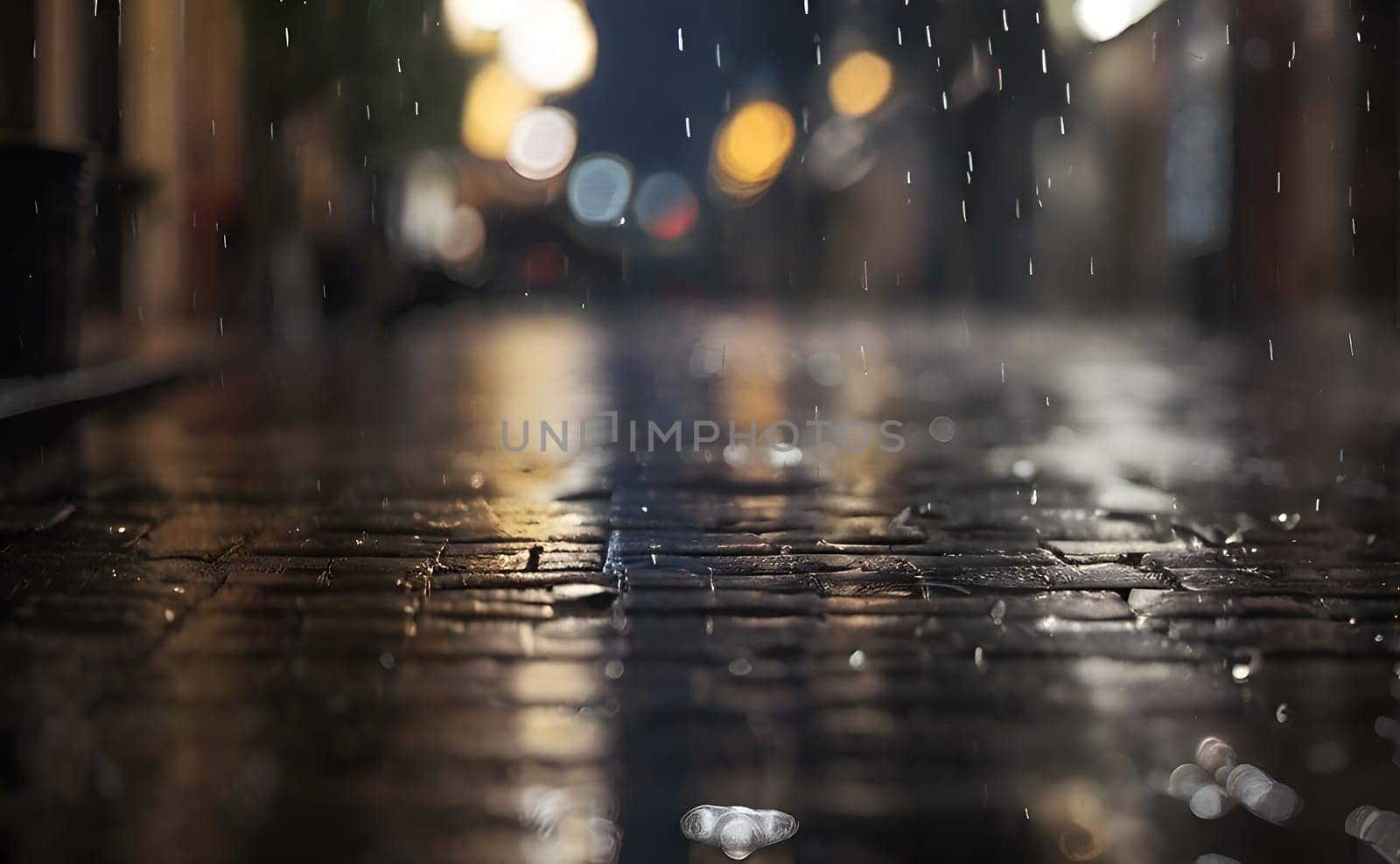 Ran drops closeup in night