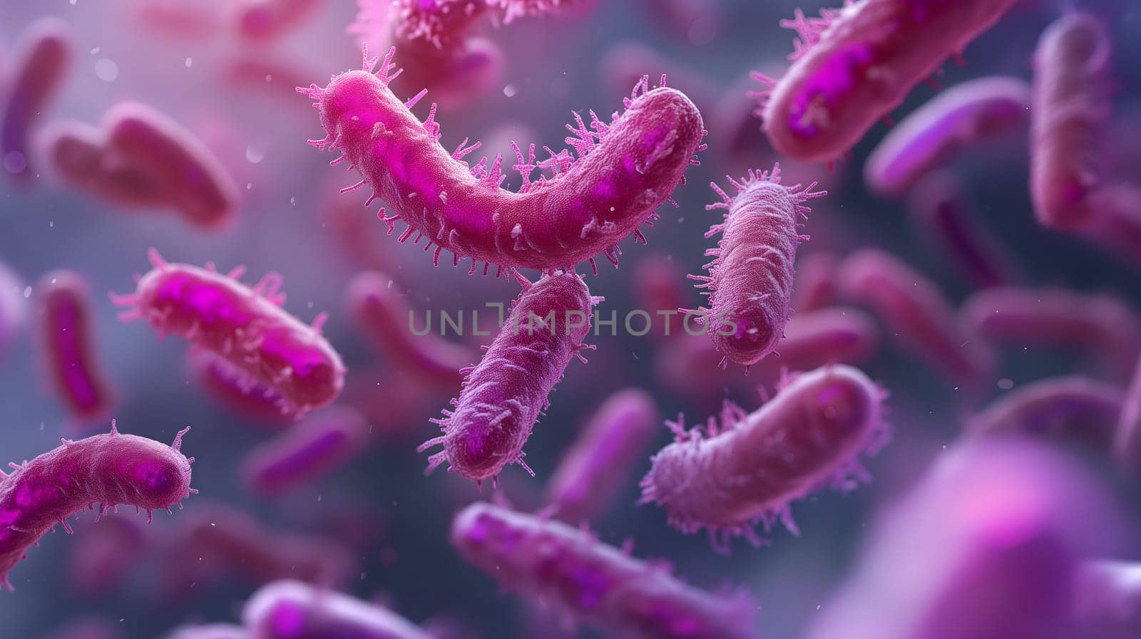 purple colored bacterium rod monoculture Escherichia coli. Neural network generated in January 2024. Not based on any actual scene or pattern.