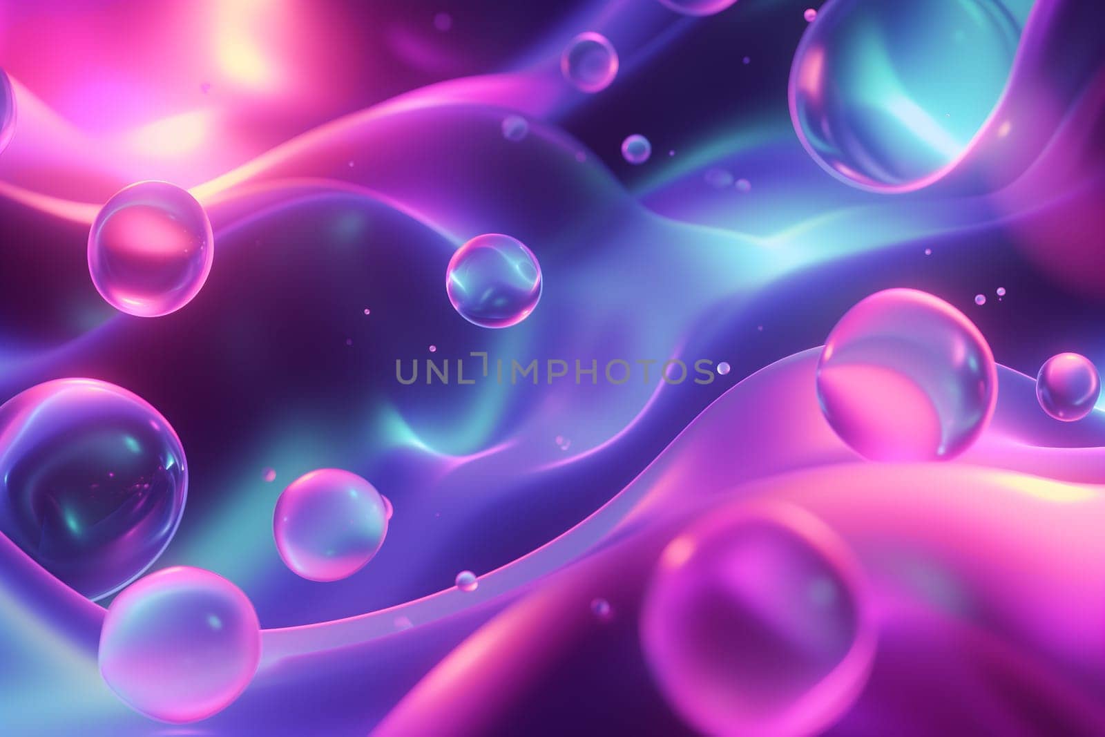 Abstract pink and cyan bubble shapes background and wallpaper. Neural network generated in January 2024. Not based on any actual scene or pattern.
