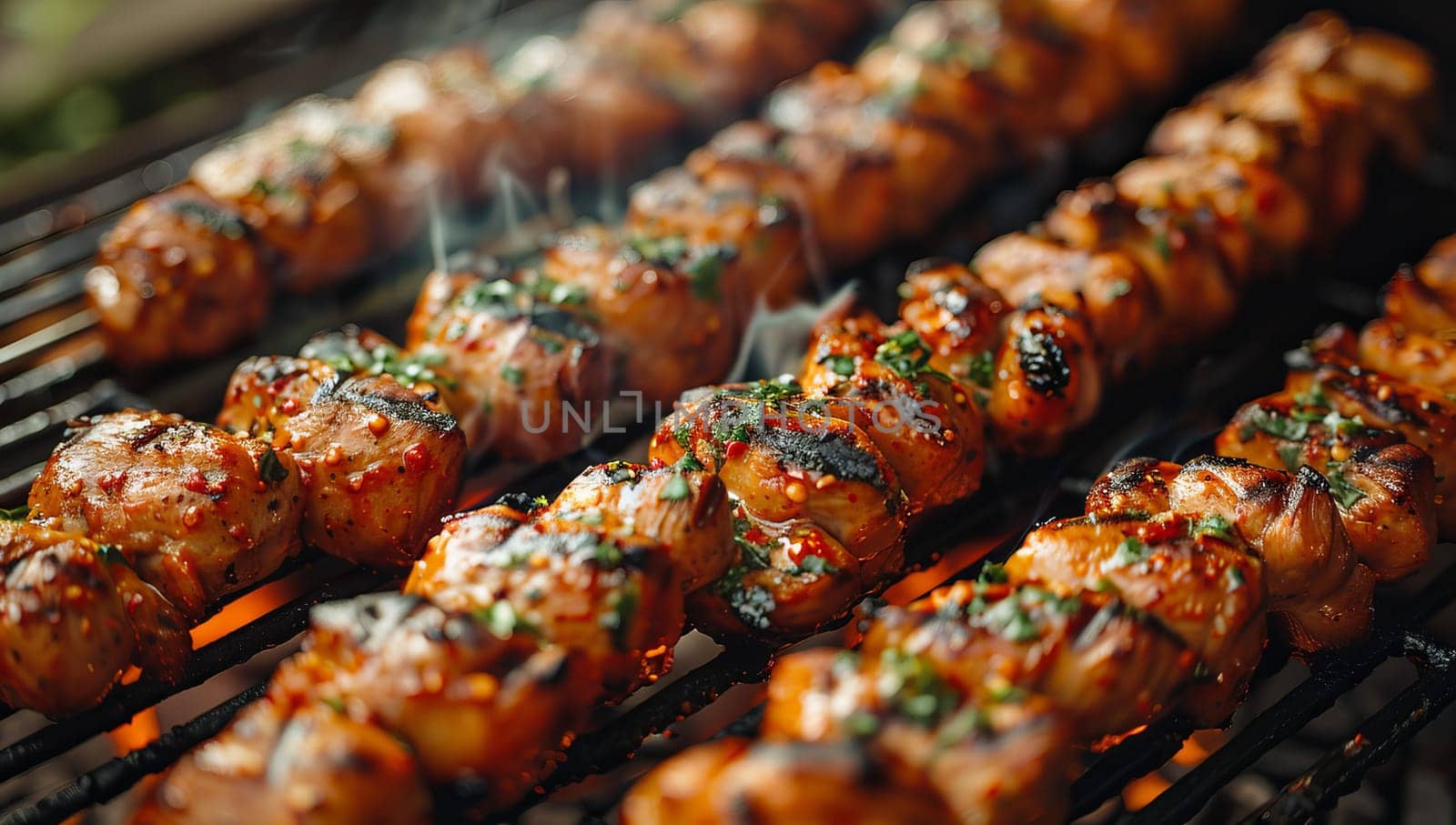 Grilled Chicken Skewers on Barbecue