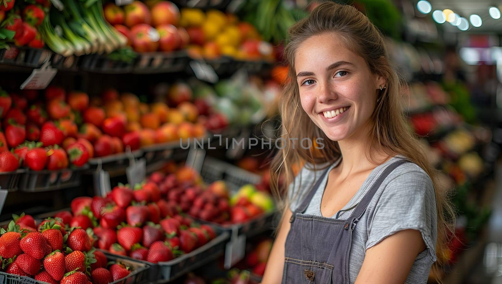 Woman selecting fresh produce in a grocery store