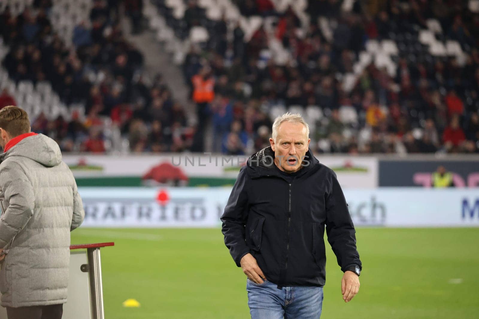 Coach Christian Streich (SC Freiburg) at the match of the 1st FBL: 23-24: 24. Sptg. SC Freiburg - FC Bayern Munich  DFL REGULATIONS PROHIBIT ANY USE OF PHOTOGRAPHS AS IMAGE SEQUENCES AND/OR QUASI-VIDEONann  Photo: Joachim Hahne/johapress