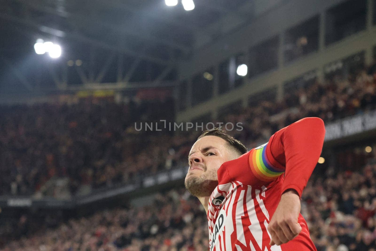 Christian Günter (SC Freiburg) scores to make it 1-0 and celebrates his first goal of the season in the 1st FBL game: 23-24: 24. SC Freiburg - FC Bayern Munich  DFL REGULATIONS PROHIBIT ANY USE OF PHOTOGRAPHS AS IMAGE SEQUENCES AND/OR QUASI-VIDEONann  Photo: Joachim Hahne/johapress