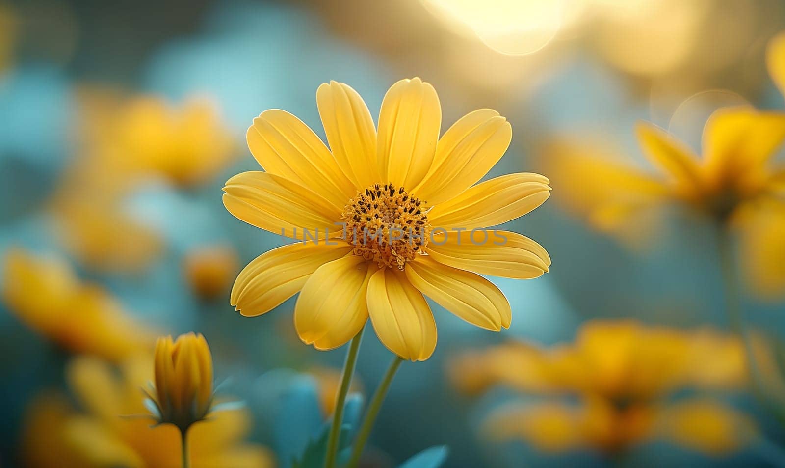 Background illustration about spring. There are flowers in the meadow in the beautiful morning sunlight with a blurred background makes you feel refreshed and want to create new things or start over.