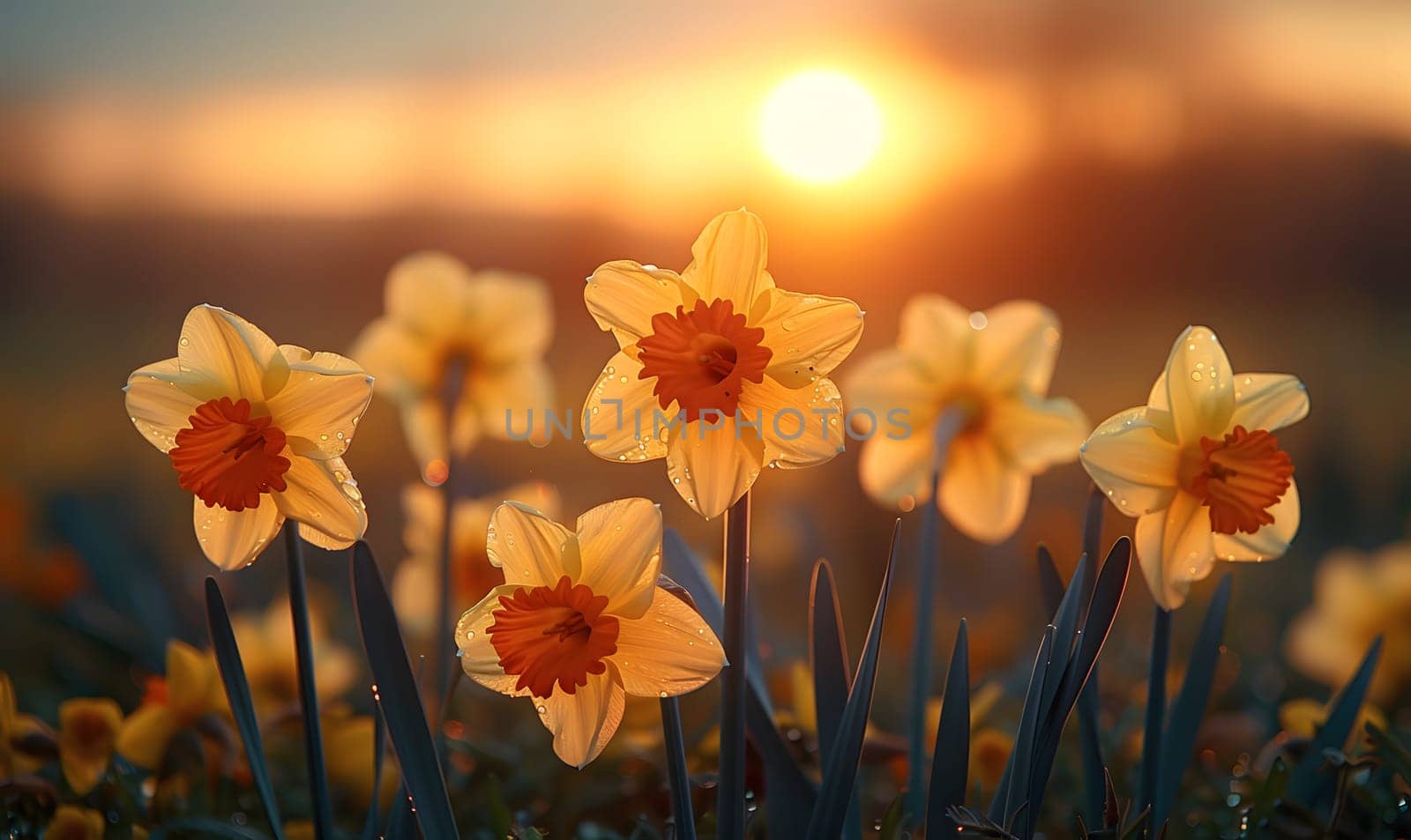 Background illustration about spring. There are flowers in the meadow in the beautiful morning sunlight with a blurred background makes you feel refreshed and want to create new things or start over.