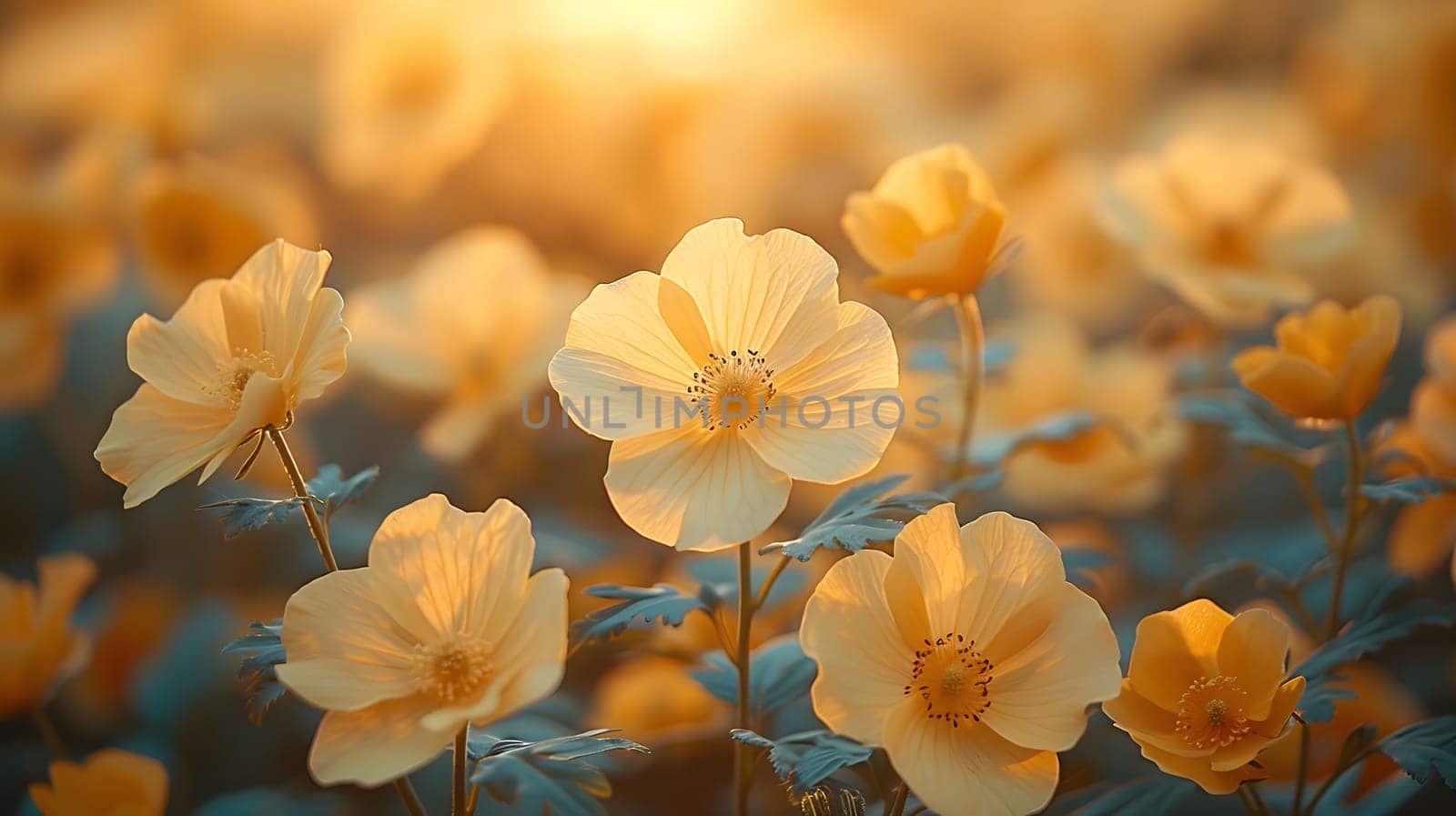 Background illustration about spring. There are flowers in the meadow in the beautiful morning sunlight with a blurred background makes you feel refreshed and want to create new things or start over.