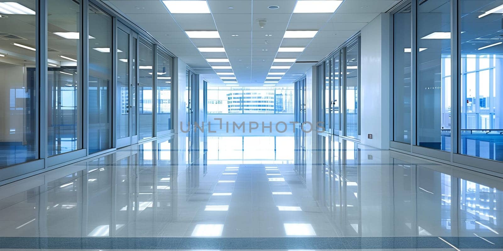 Interior of a corridor in a modern office building