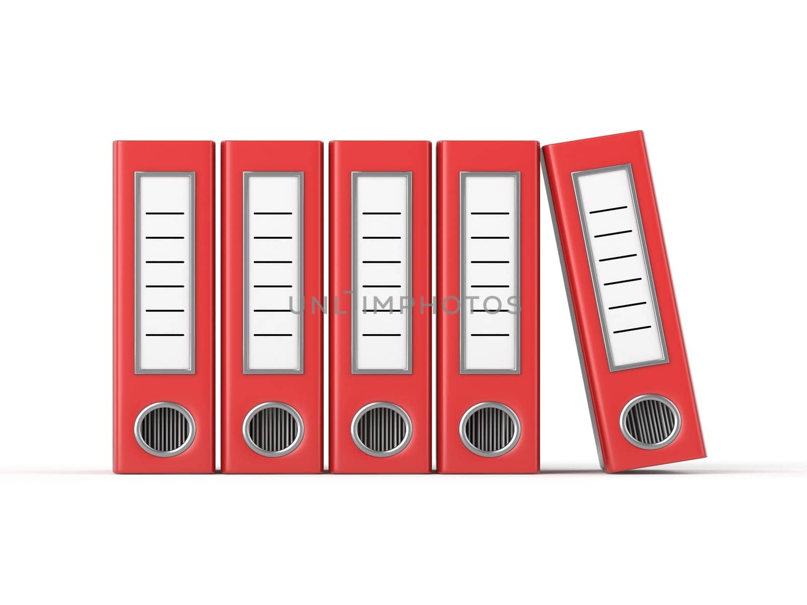 Red office folders 3D rendering illustration isolated on white background