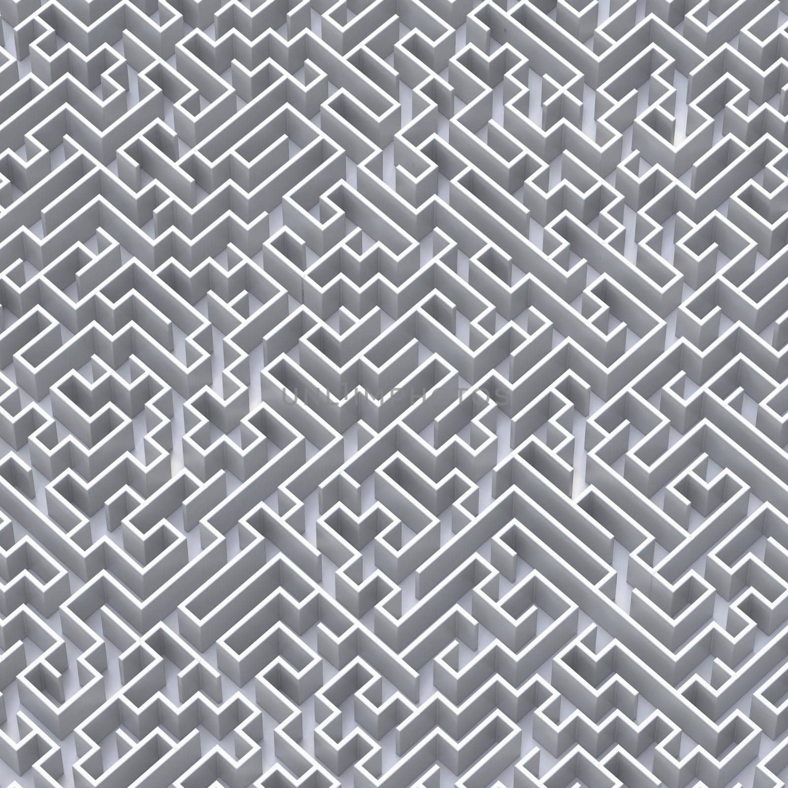 Endless labyrinth 3D rendering illustration isolated on white background