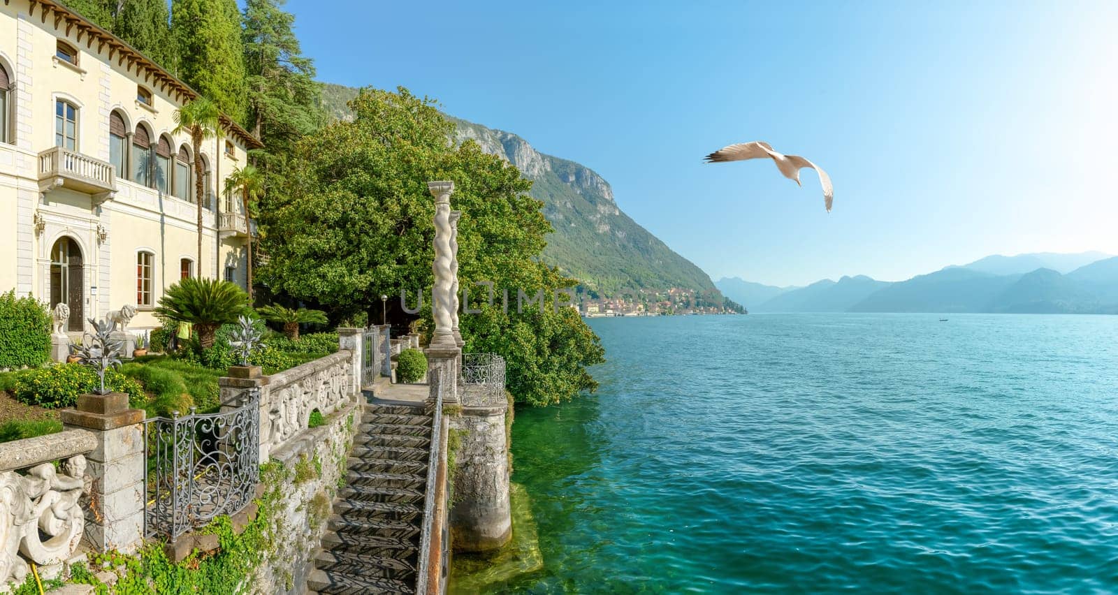 View to the lake Como from villa Monastero Italy