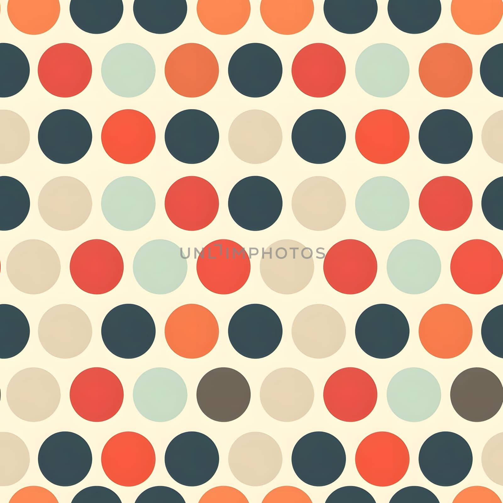 Seamless pattern of colorful polka dot. Neural network generated image. Not based on any actual scene or pattern.