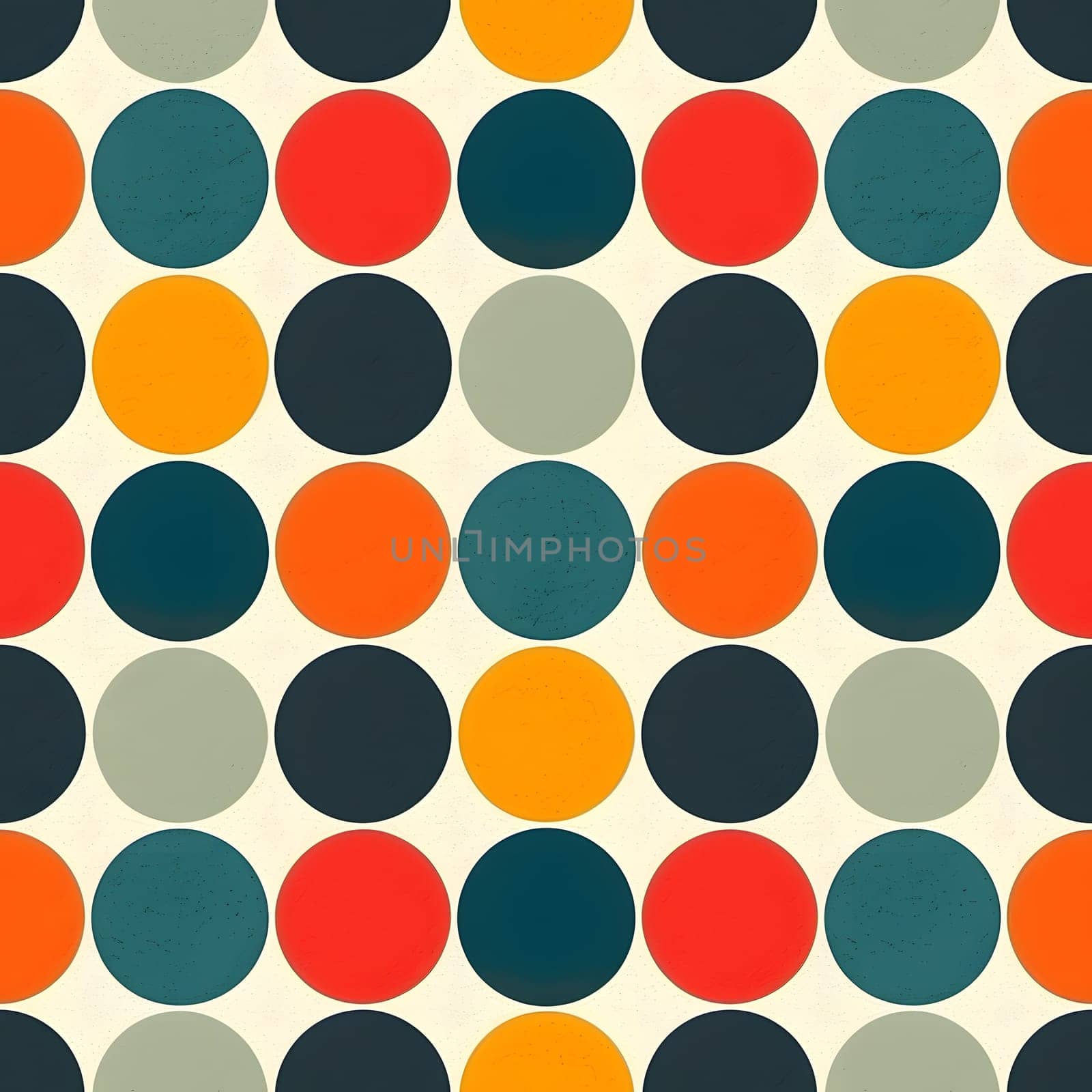 Seamless pattern of colorful polka dot. Neural network generated image. Not based on any actual scene or pattern.