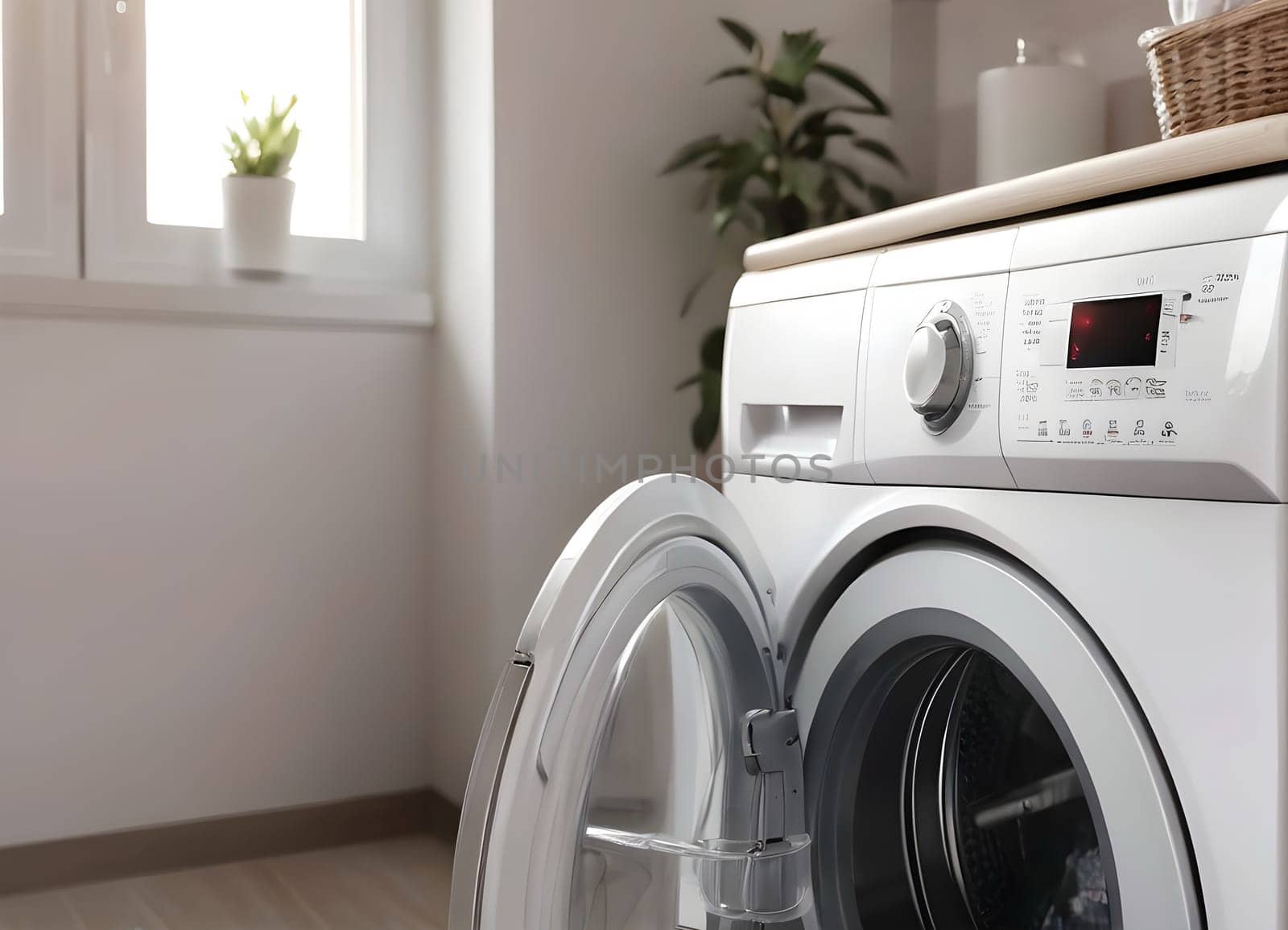 Washing machine with the laundry at home