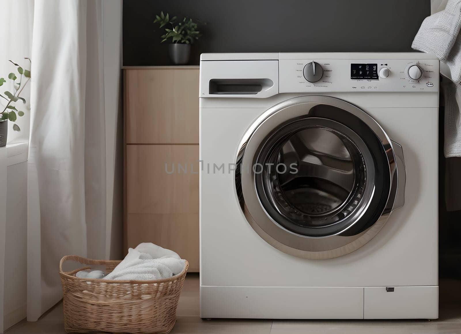Washing machine with the laundry at home