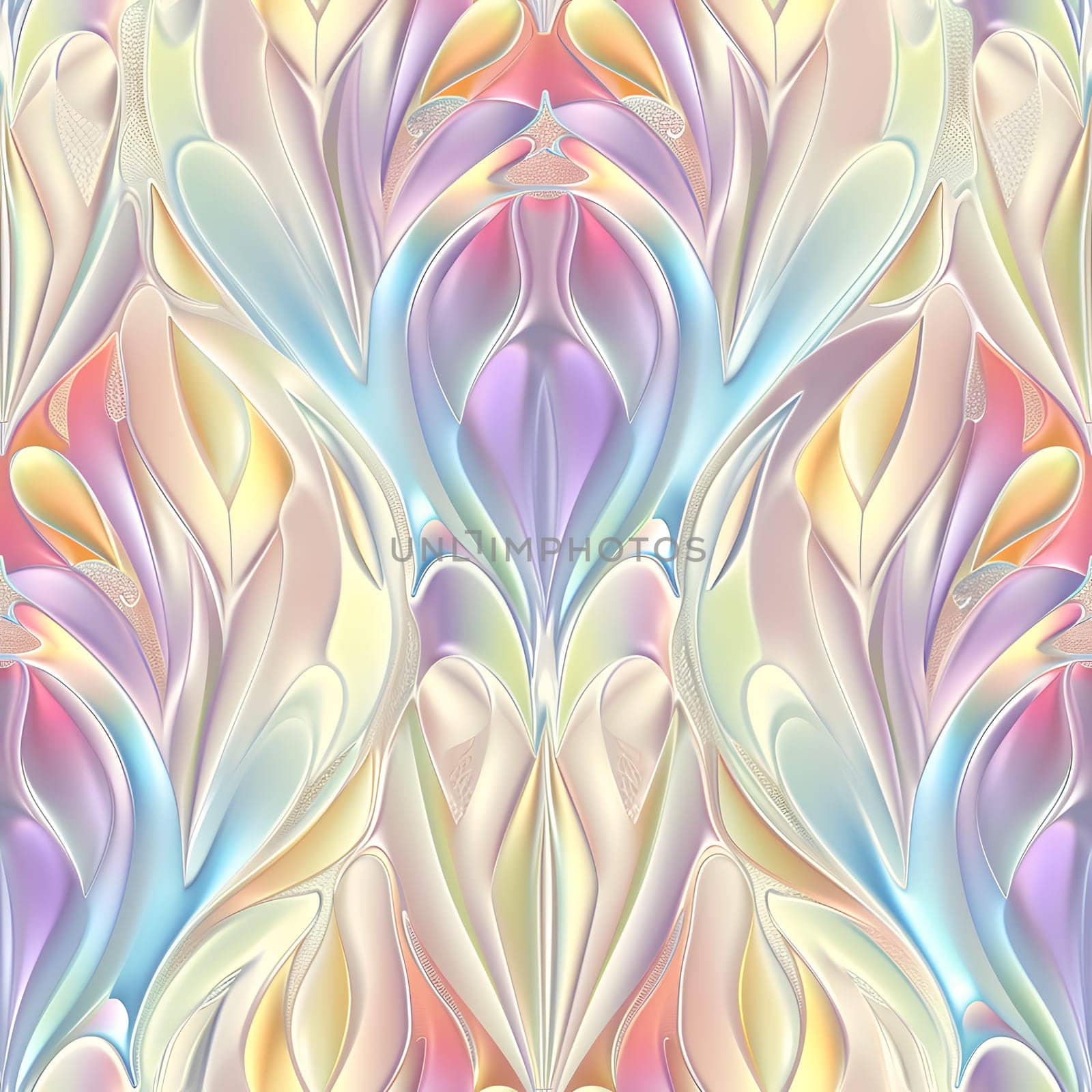 Seamless texture and background of Art Nouveau Colorful Brightness Colors Vibrant Pastel Power Gradient. Neural network generated image. Not based on any actual scene or pattern.