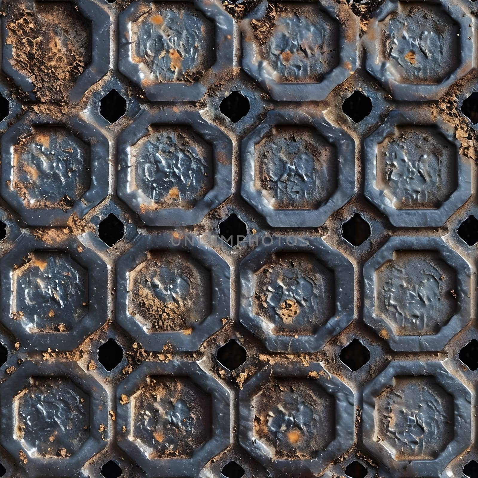 Seamless metal pattern texture. Neural network generated image. Not based on any actual scene or pattern.