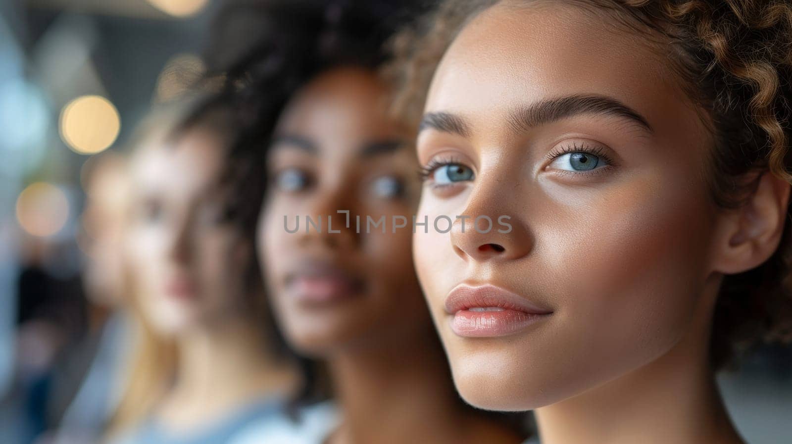Portrait of young African American woman in cafe with friends