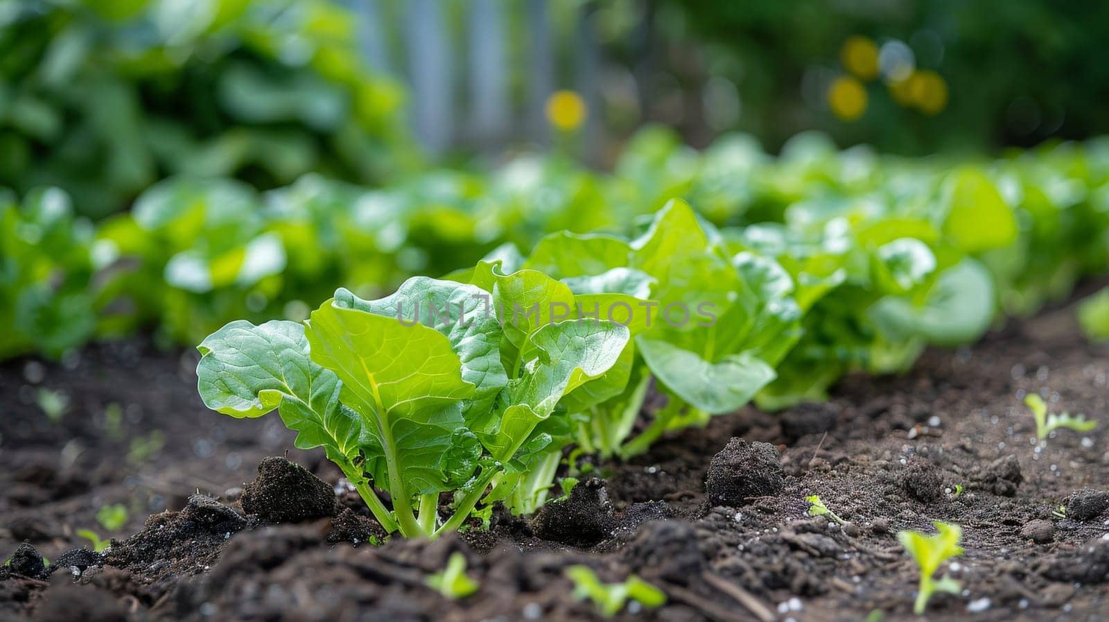 Lush Green Lettuce Plants in Organic Garden