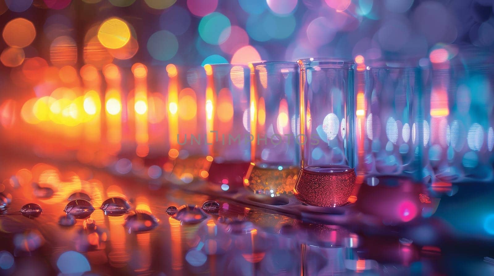 Vibrant Reflections on Laboratory Beakers