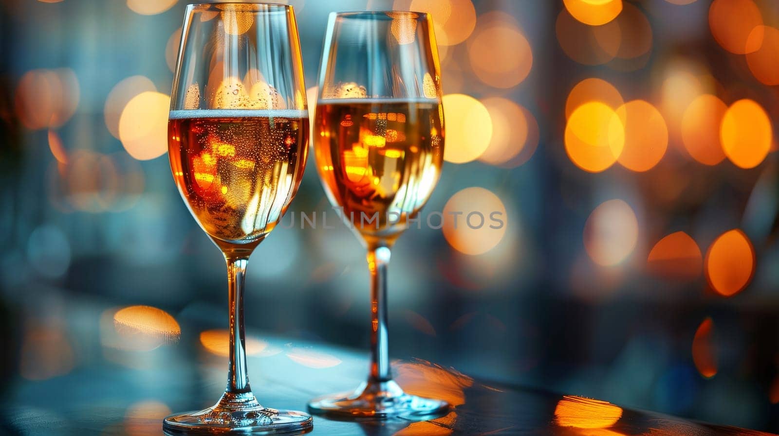 Elegant Champagne Glasses Sparkling in Celebratory Mood