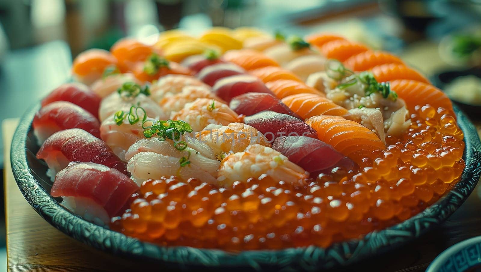Assorted Sashimi Platter with Salmon Tuna Shrimp and Roe
