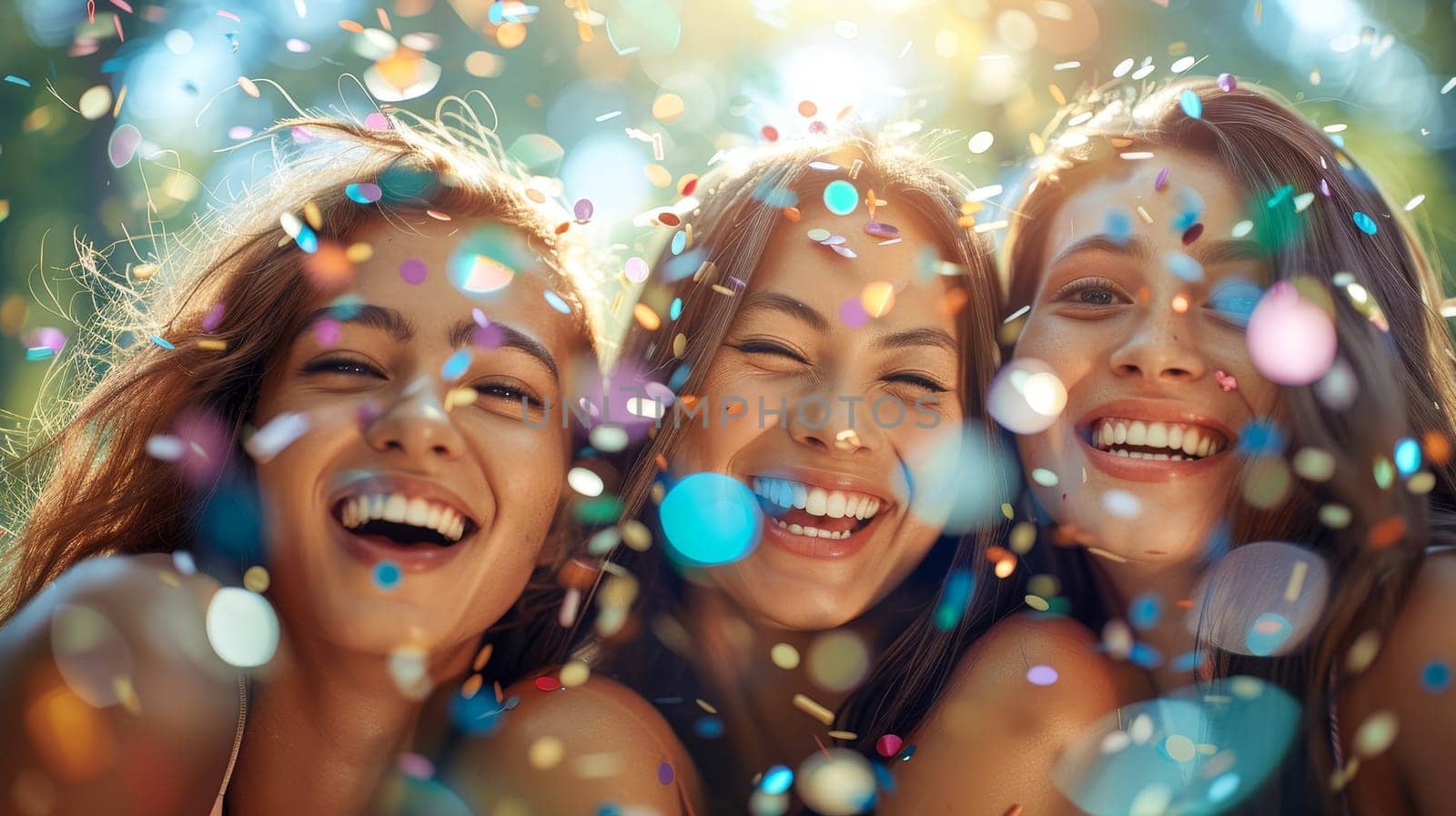 Joyful Celebration with Confetti by Young Women