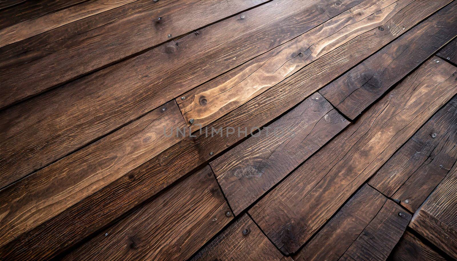 Natural wood texture. Wood background. Dark rustic planks table top flat lay view.