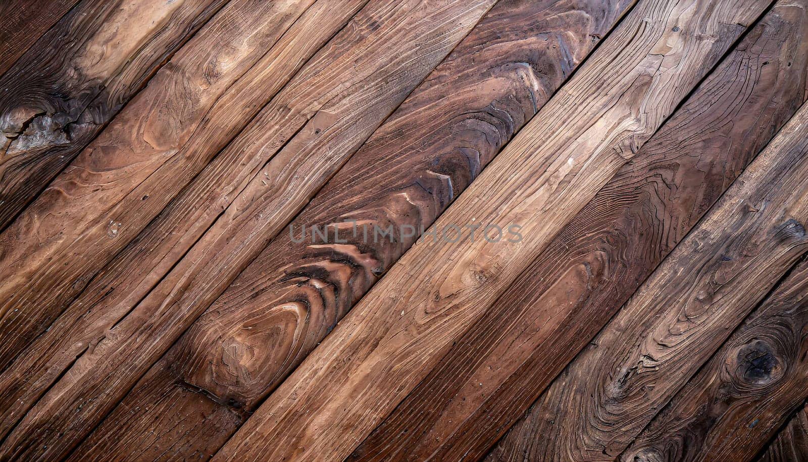 Natural wood texture. Wood background. Dark rustic planks table top flat lay view.
