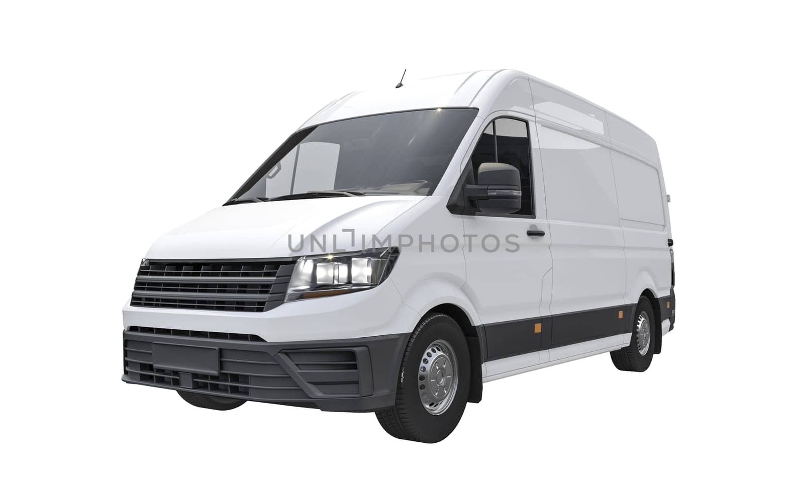 High-resolution image of a new cargo van, 3d render. isolated on white
