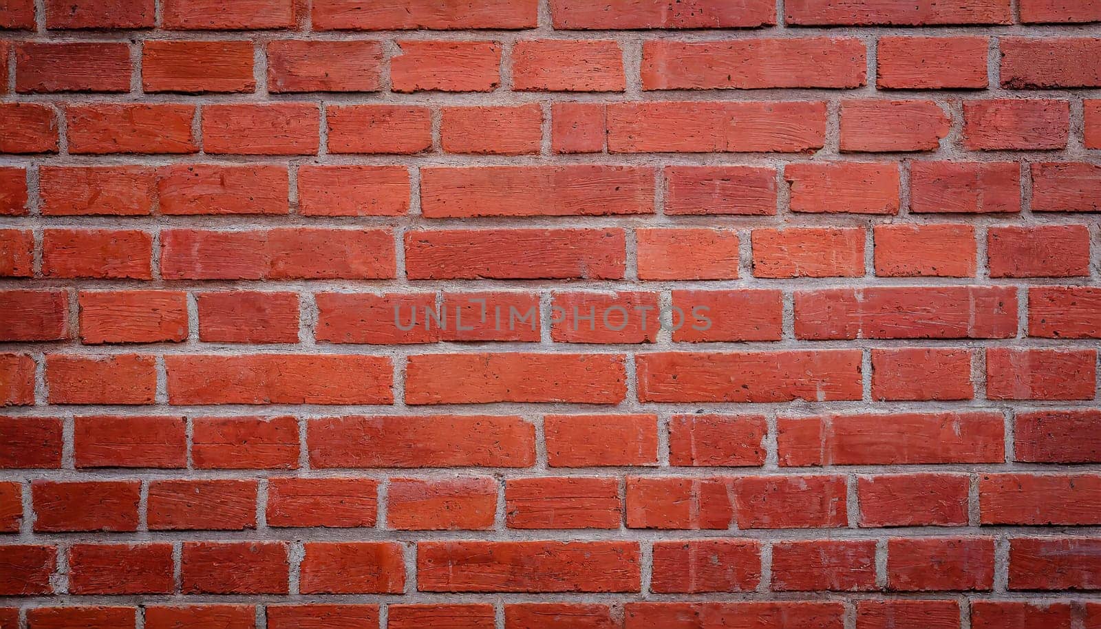 Close up view of a red brick wall. Texture of old dark brown and red brick wall panoramic background. Minimal pattern background concept. Trendy brick wall background idea. Copy space.