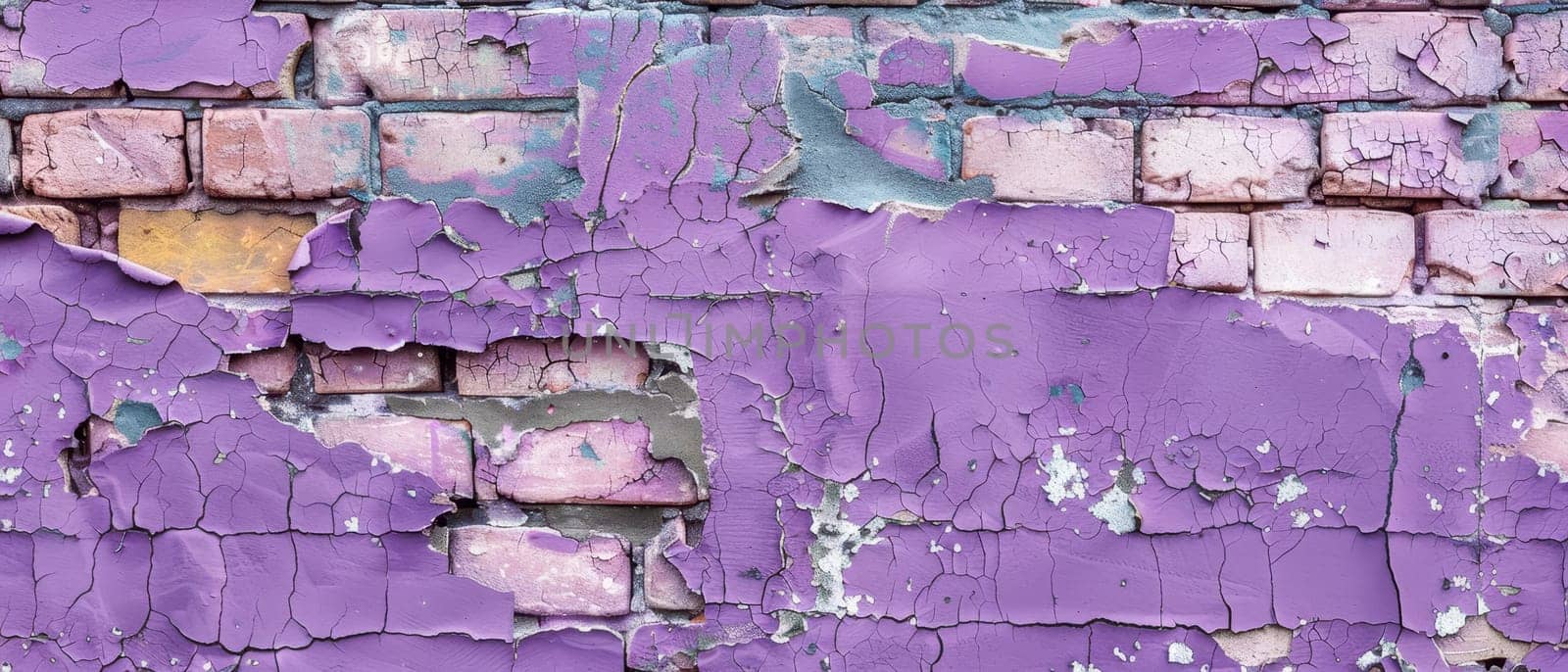 A uniform layer of purple coats a brick wall, the monochrome palette punctuated by subtle textures and the passage of time