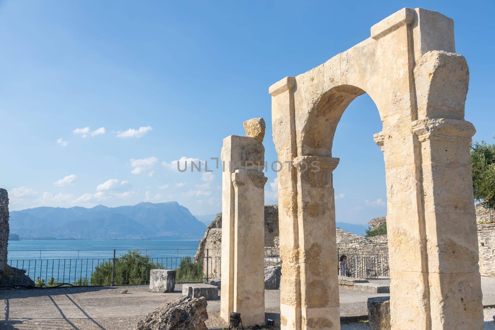 Italy travel destination. Grottoes of Catullus, antique Roman villa in Sirmione, Lake of Garda - 1st century AD