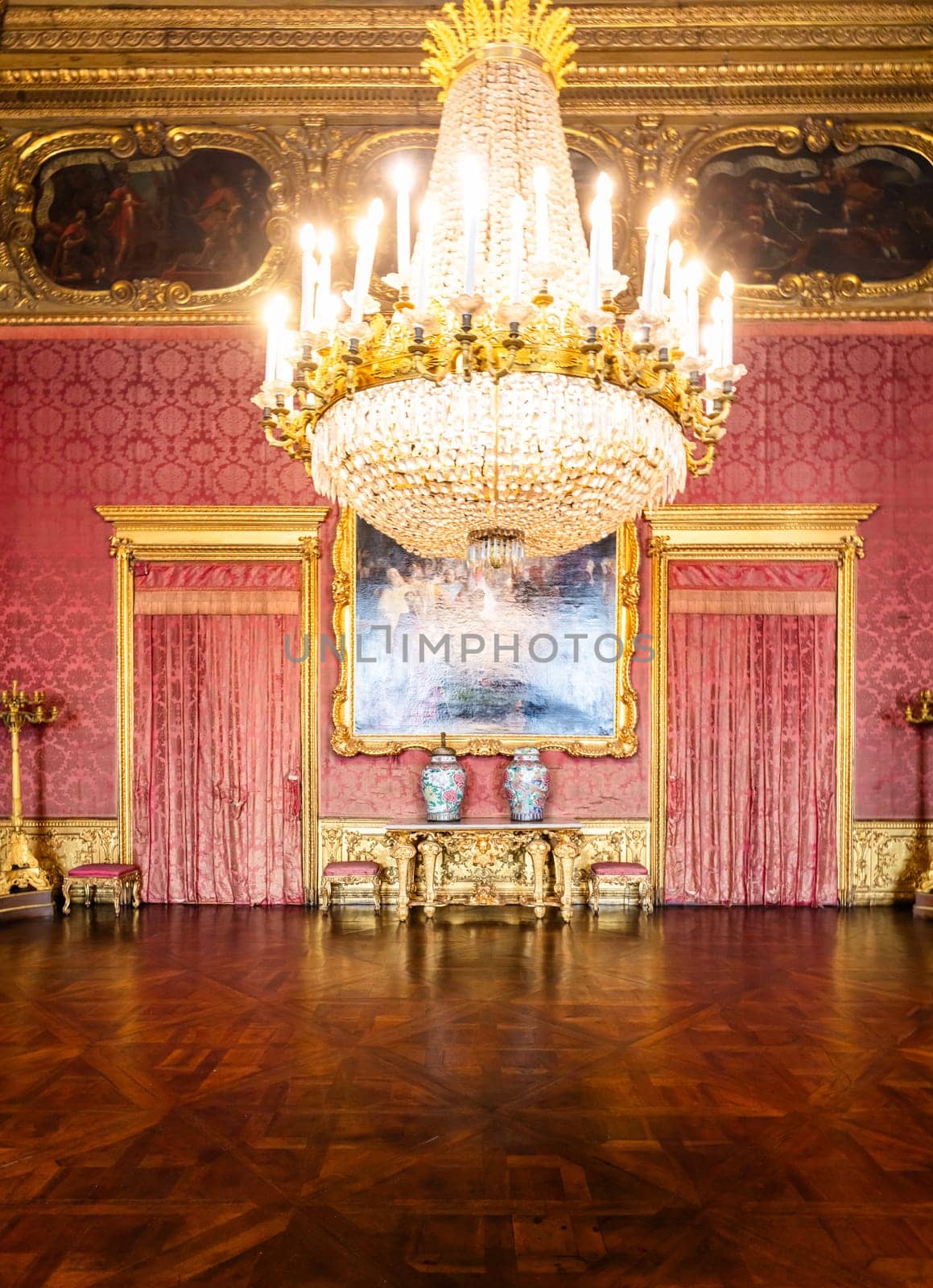 Turin, Italy - 22 April 2023: Royal Palace interior, luxury baroque building, historical castle