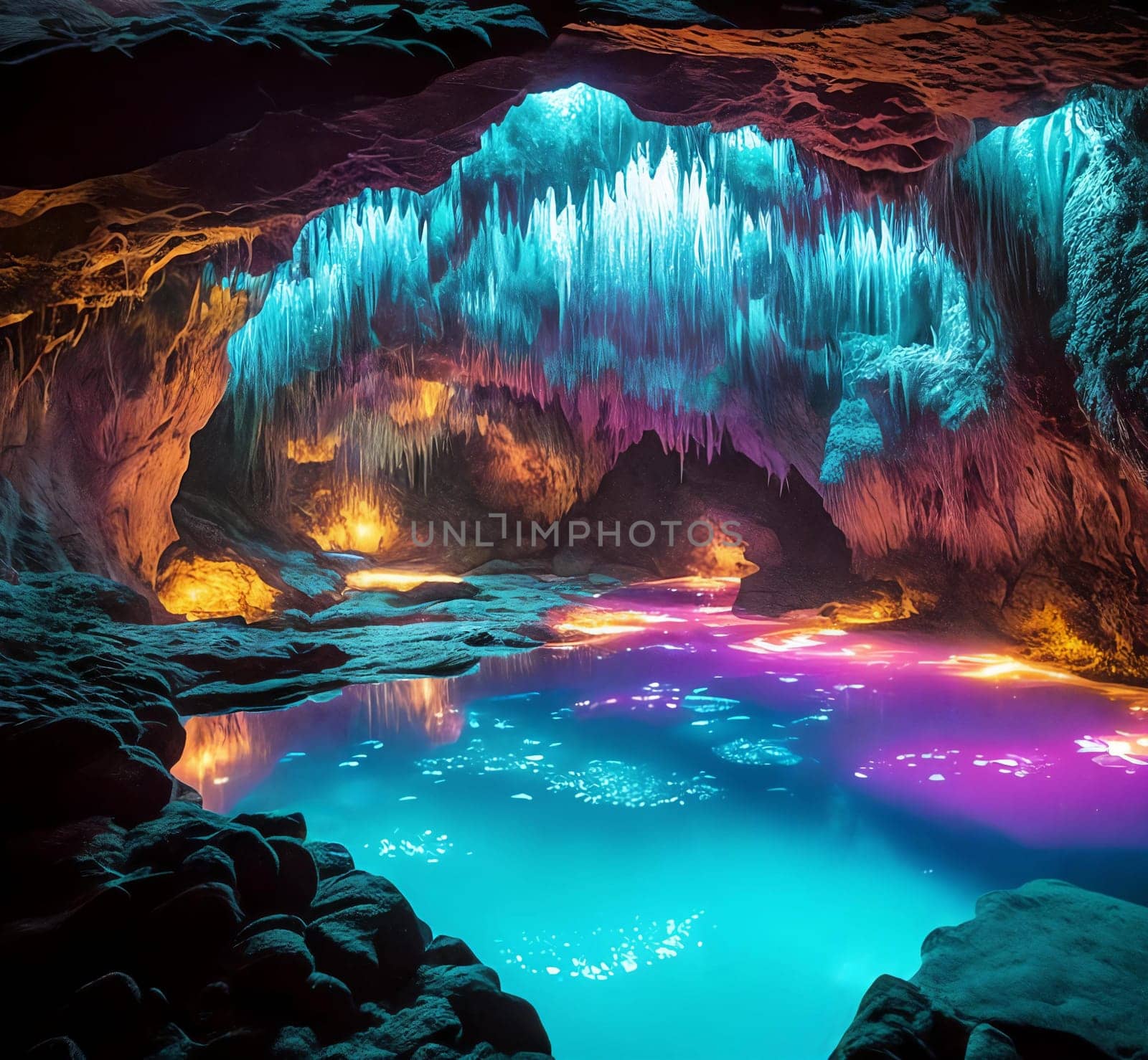 Glowing Caverns. An underground wonderland, a cavern adorned with luminescent crystals. Their soft glow reveals winding tunnels, reflecting pools, and the promise of hidden treasures.