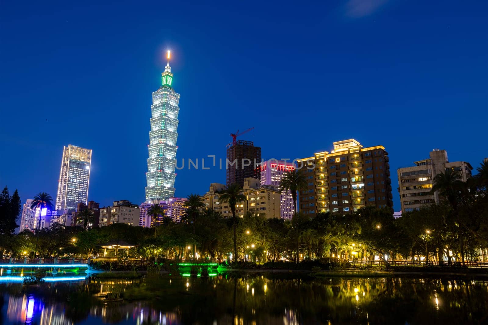 Taipei, Taiwan 14 September 2023: Taipei city landmark at in the evening