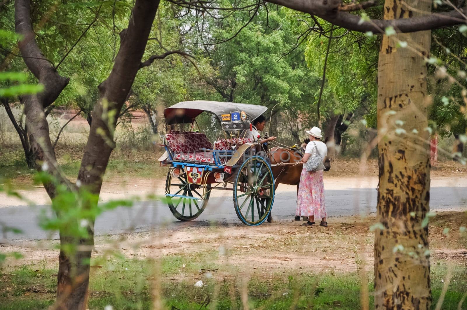 Pagan, Myanmar - August 23, 2015: Valley of a thousand pagodas in Myanmar. The ancient religious city of Pagan with pagodas and shrines.