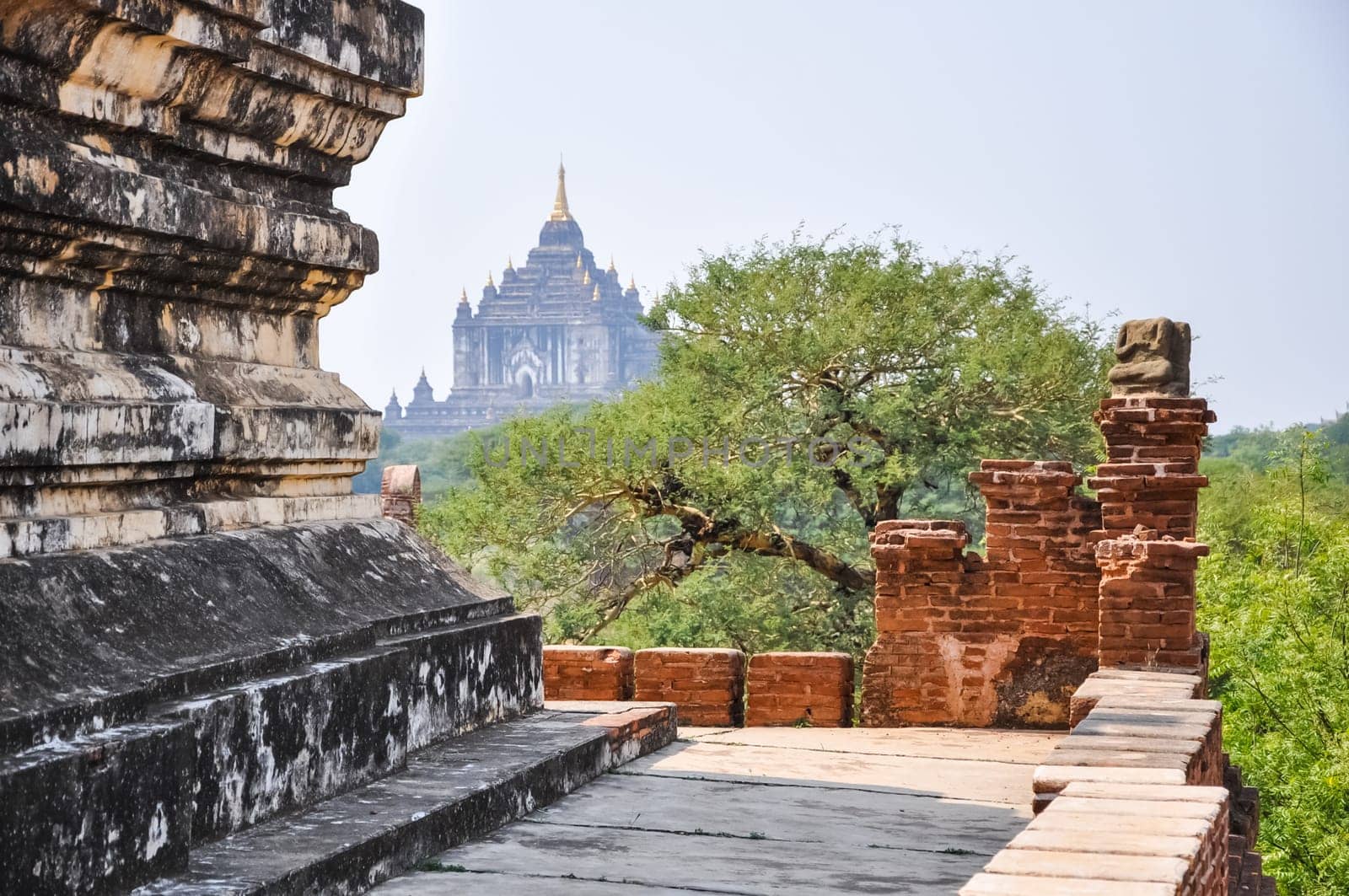 Valley of a thousand pagodas in Myanmar. The ancient religious city of Pagan with pagodas and shrines.