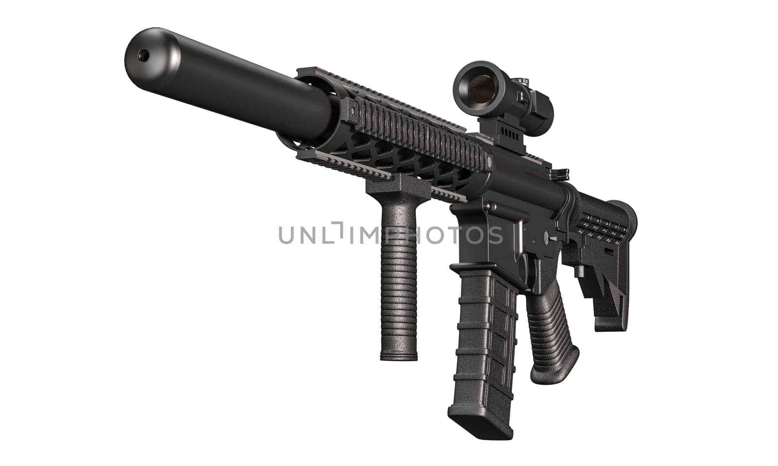 rifle with scope on a white background. 3d render