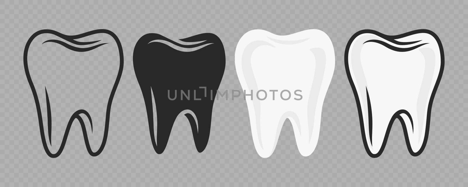 Vector Cartoon Tooth. Design Template for Promoting Dental Care and Toothpaste. Healthy Oral Hygiene Concept. Flat Vector Tooth. Front View.